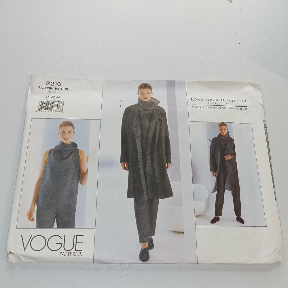 Donna Karan New York Vintage Vogue 2216 Sewing Pattern 18-20-22